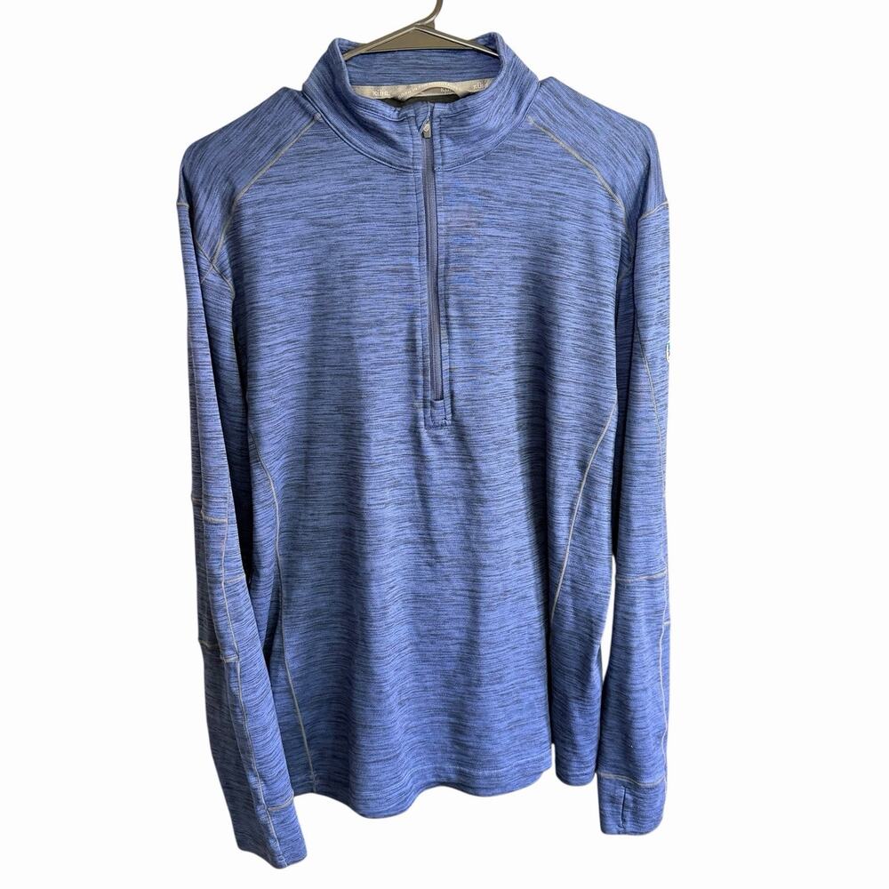 Kuhl Alloy 1/4 Zip Mens L Blue Heathered Lightweight Pullover Sweatshirt Hiking